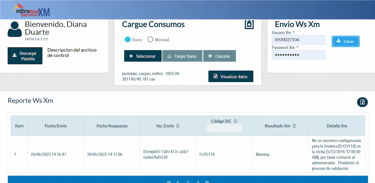 Mithra web service XM